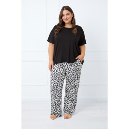 Piżama damska krótki rękaw, długie spodnie Savanna